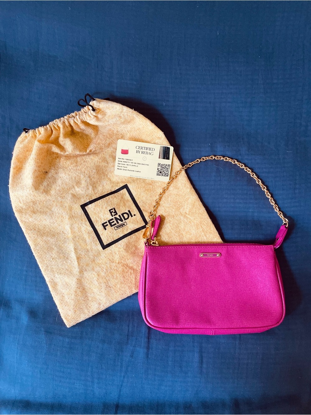 Fendi Hot Pink Mini Shoulder Bag with Gold Chain